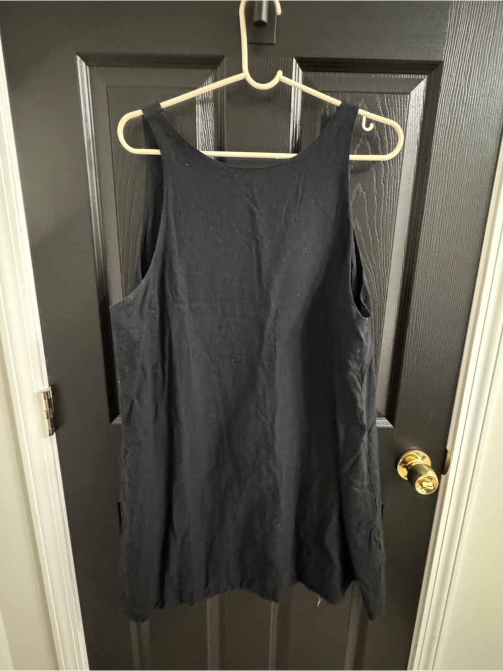 Abercrombie & Fitch Black Sleeveless Linen Midi Dress